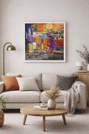 Nowoczesny obraz akrylowy 40x40 Swiatla Miasta II oryginal 1 na 1 BrodKa