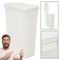 KOSZ NA PRANIE BIAŁY WĄSKI 40L TECHNORATTAN PROSTOKĄTNY 5FIVE ŁAZIENKOWY