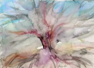 Drzewo cieni, akwarela, A4, pejzaż, Skoczyk