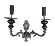 Kinkiet mosiężny podwójny 31 cm - lampa ścienna Art deco retro design