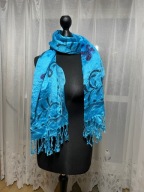 M Elegancki szalik niebieski cyrkonie motyle subtelny połysk