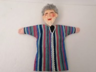 ANTYK DREWNIANA KUKIEŁKA TEATRALNA NA KIJU PACYNKA RĘCZNIE MALOWANA 39cm