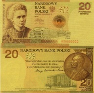 Banknot Pozłacany 20 zł. Maria SKŁODOWSKA Curie 2011r.
