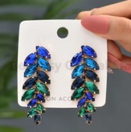 wizytowe KOLCZYKI CYRKONIE długie CZARNE 8 cm