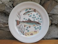 Porcelanowy Talerz Deserowy z motywem RYBY _CHODZIEŻ PRL