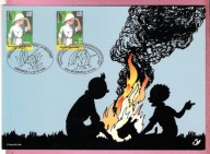 Belgia 2001 Congo, wyd.wspólne, KARNET FDC komiks TINTIN pies MILOU, 2 dat.