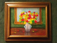 Wazon z kwiatami - D.Cybulski polski obraz olejny