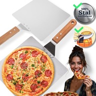 Profesjonalna DUŻA ŁOPATA taca DO PIZZY stal nierdzewna uchwyt drewniany
