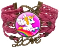 Skórzana bransoletka - Jednorożec - regulowana długość - oczko 25mm