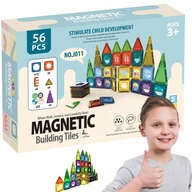 KLOCKI MAGNETYCZNE KONSTRUKCYJNE EDUKACYJNE DUŻE PANELE 3D DLA DZIECI 56 EL
