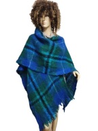 SCOTLAND duże ciepłe PONCZO MOHER wełna moherowa