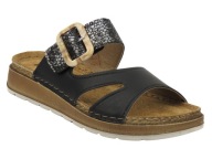 KLAPKI DAMSKIE INBLU GS-55 CZARNE REGULOWANY PASEK SKÓRZANA WKŁADKA