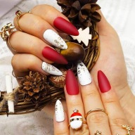 Paznokcie naklejane Świąteczne migdałki akrylowe 24szt