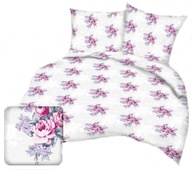 pościel z flaneli 160x220 + 2x70x80 guzik F 121 Różyczki róż - fiolet