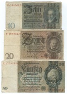 Niemcy - Reichsbanknote - 10 Mark + 20 Mark + 50 Mark - 1929 - 1933