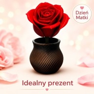 Róża w ozdobnym wazoniku 3D | Prezent na Dzień Matki | Czerwona