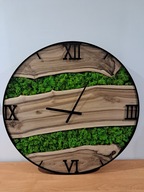 Zegar ścienny 80 cm z drewna orzechowego oraz chrobotka