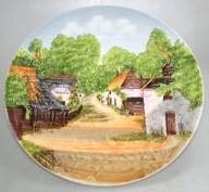 MAJOLIKA PATERA Z WIDOCZKIEM SCHRAMBERG 30,5 cm.