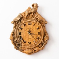 Zegar ścienny do salonu drewniany, zegar myśliwski, motyw góralski