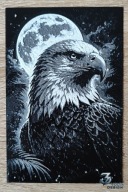 Obraz dekoracyjny Orzeł A6 (10×15 cm) – grafika czarno-biała rękodzieło