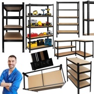 REGAŁ MAGAZYNOWY METALOWY CZARNY 180x90x40cm GARAŻOWY SOLIDNY 5 PÓŁEK 900KG