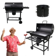 GRILL WEGLOWY OGRODOWY Z POKRYWĄ PÓŁKAMI POPIELNIK NA KÓŁKACH 71 x 35 cm