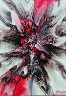 Ogień pasji, abstrakcja, farby akrylowe, aukcja charytatywna