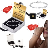 PREZENT NA WALENTYNKI BRANSOLETKA DLA DZIEWCZYNY ŻONY SREBRO PRÓBA 925 BIEL