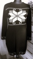 REKSOR czarna sukienka z dzianiny wzór r L/XL