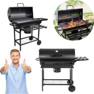 GRILL OGRODOWY WĘGLOWY DUŻY PRZENOŚNY Z POKRYWĄ PÓŁKAMI POPIELNIK TERMOMETR
