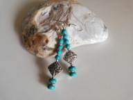 ORIENTALNE kolczyki - howlit - srebro tybetańskie