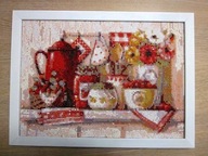 Robótkownia Obraz gotowy haft diamentowy Czerwony dzbanek 37x28 w ramie