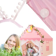NAMIOT DOMEK DLA DZIECI ZAMEK PAŁAC DO POKOJU OGRODU DOMU + LAMPKI LED RÓŻ