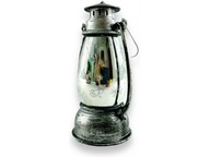 LAMPION świąteczny rustykalny srebrny lustrzany LED baterie