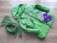 KURTKA pikowana zestaw SZAL 3 x rękawiczki 140-146