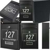 Duża Skrzynka pocztowa z numerem domu na listy wrzutnia Verda czarny