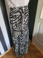 Włoska długa spódnica, zebra, falbany, 2w1, sukienka