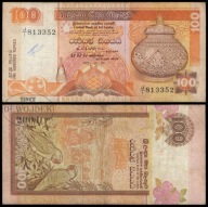 BNA - SRI LANKA 100 Rupii 1991 seria J/1 nr 813352 # P105b rewers brąz # F