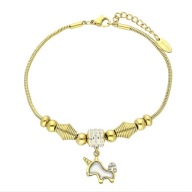 60589 Bransoletka złota stal chirurgiczna jednorożec cyrkonie