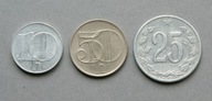 CZECHOSŁOWACJA 10, 50 HALERZY 1991 + 25 HALERZY 1963 ZESTAW 3 SZT.