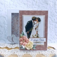 Piękna kartka ślubna w pudełku - ręcznie robiona