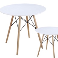 STÓŁ OKRĄGŁY SKANDYNAWSKI STYL 80 X 80X75CM BIAŁY