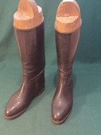 Polskie oficerki wrześniowe czarne, skórzane, kołkowane z prawidłami roz.27