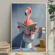 Plakat na płótnie z flamingiem humor WC flaming bez ramy łazienka 30x40 A3