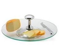 Taca szklana okrągła 30cm na sery z nożykiem Regent talerz patera