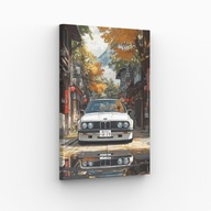 Obraz na Płótnie 40x70cm BMW E30 M3 Jesienna Ulica Auto Klasyk Design Hit