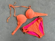 strój kąpielowy bikini S 36 A i B + góra duży push up pomarańczowy