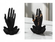 STOJAK, ORGANIZER NA BIŻUTERIĘ - DŁOŃ LOTOS MINI - CZARNY MAT