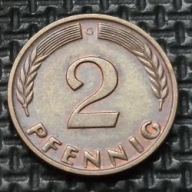 *NIEMCY [0206]*2 fenigi 1966 *G* Niemcy Zachodnie (RFN) Kłosy, Liście dębu