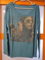 Bluzka damska z aplikacją r. M/L kolor morski